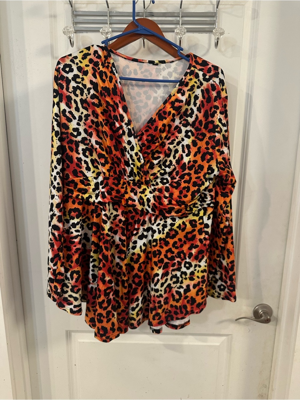 Source Unknown Multi-Color Leopard Print Wrap Tunic